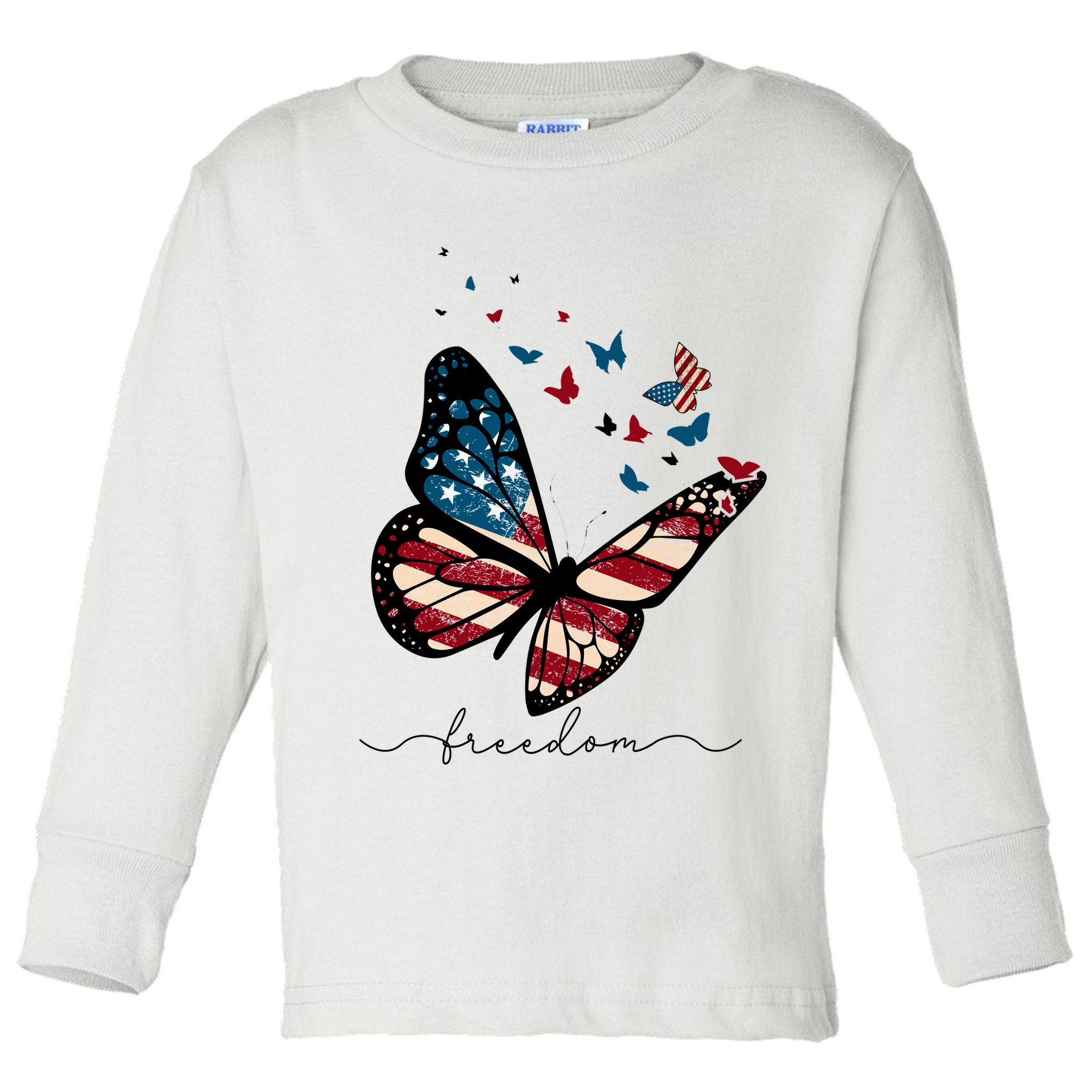 Freedom Butterfly 4th Of July Toddler Long Sleeve Shirt