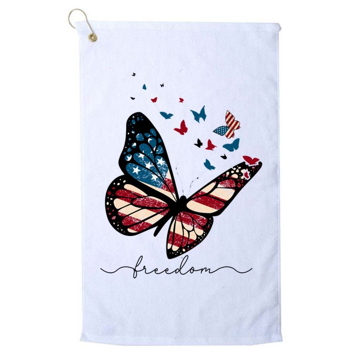 Freedom Butterfly 4th Of July Golf Towel