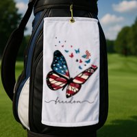 Freedom Butterfly 4th Of July Golf Towel