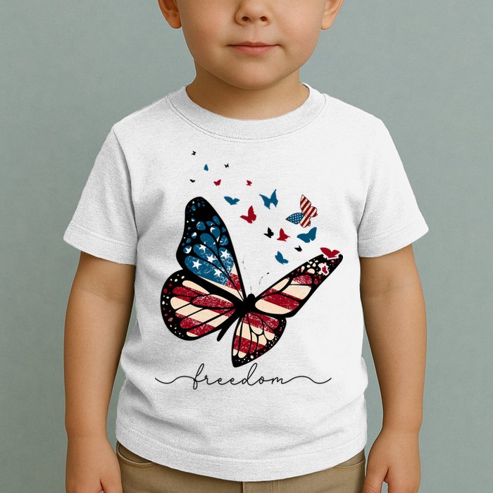 Freedom Butterfly 4th Of July Toddler T-Shirt