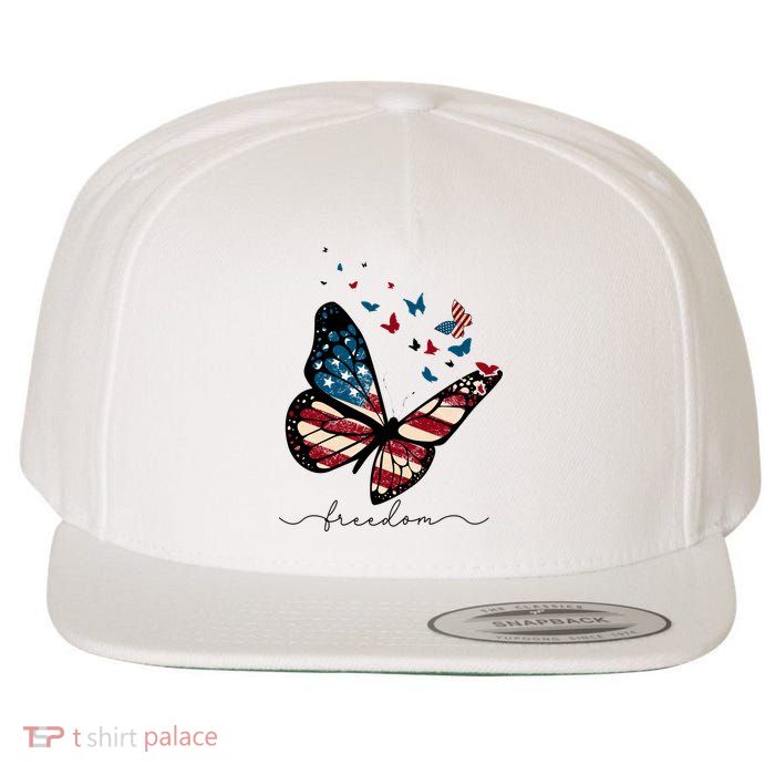 Freedom Butterfly 4th Of July Wool Snapback Cap