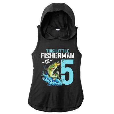 Fishing Birthday 5 Year Old Fisher 5th Bday Ladies PosiCharge Tri-Blend Wicking Draft Hoodie Tank