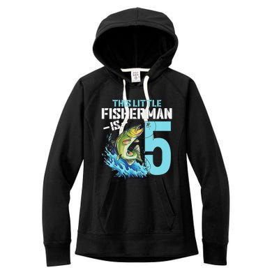 Fishing Birthday 5 Year Old Fisher 5th Bday Women's Fleece Hoodie