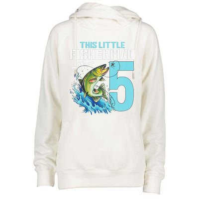 Fishing Birthday 5 Year Old Fisher 5th Bday Womens Funnel Neck Pullover Hood