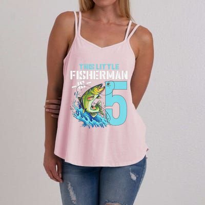 Fishing Birthday 5 Year Old Fisher 5th Bday Women's Strappy Tank