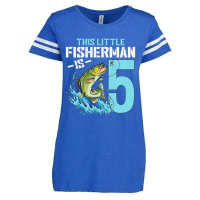 Fishing Birthday 5 Year Old Fisher 5th Bday Enza Ladies Jersey Football T-Shirt