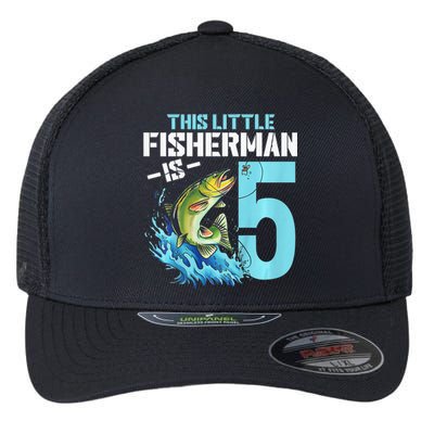 Fishing Birthday 5 Year Old Fisher 5th Bday Flexfit Unipanel Trucker Cap