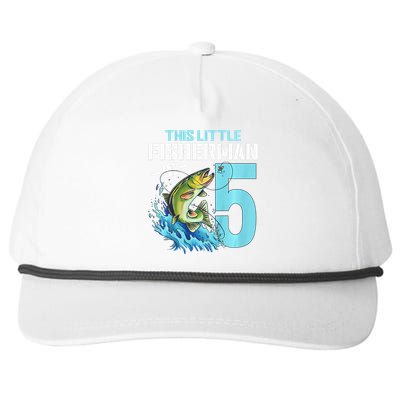 Fishing Birthday 5 Year Old Fisher 5th Bday Snapback Five-Panel Rope Hat