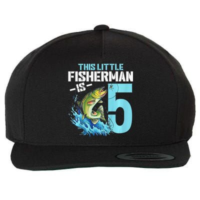 Fishing Birthday 5 Year Old Fisher 5th Bday Wool Snapback Cap