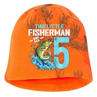 Fishing Birthday 5 Year Old Fisher 5th Bday Kati - Camo Knit Beanie