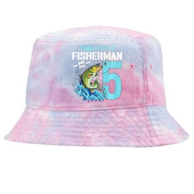 Fishing Birthday 5 Year Old Fisher 5th Bday Tie-Dyed Bucket Hat