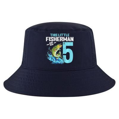 Fishing Birthday 5 Year Old Fisher 5th Bday Cool Comfort Performance Bucket Hat