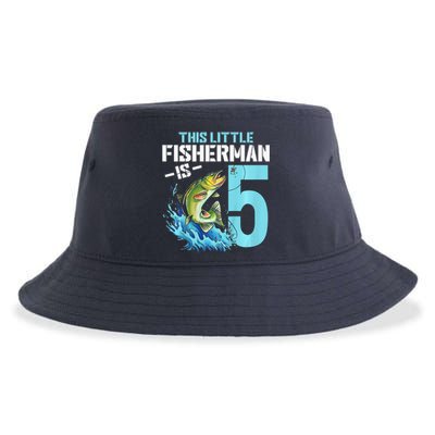 Fishing Birthday 5 Year Old Fisher 5th Bday Sustainable Bucket Hat