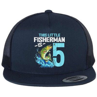 Fishing Birthday 5 Year Old Fisher 5th Bday Flat Bill Trucker Hat