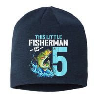 Fishing Birthday 5 Year Old Fisher 5th Bday Sustainable Beanie