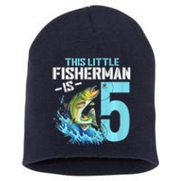 Fishing Birthday 5 Year Old Fisher 5th Bday Short Acrylic Beanie