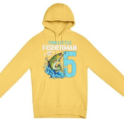 Fishing Birthday 5 Year Old Fisher 5th Bday Premium Pullover Hoodie