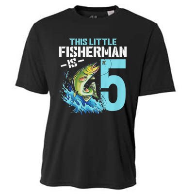 Fishing Birthday 5 Year Old Fisher 5th Bday Cooling Performance Crew T-Shirt