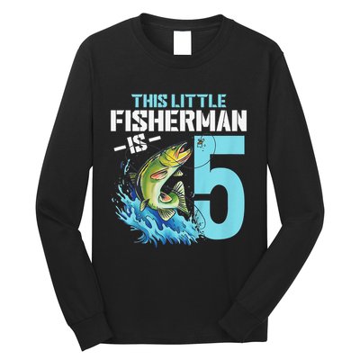 Fishing Birthday 5 Year Old Fisher 5th Bday Long Sleeve Shirt