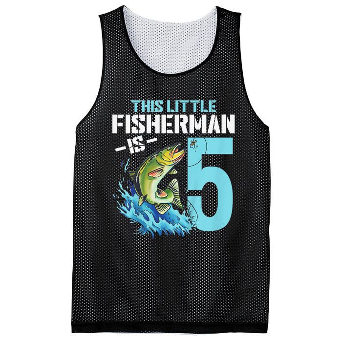 Fishing Birthday 5 Year Old Fisher 5th Bday Mesh Reversible Basketball Jersey Tank