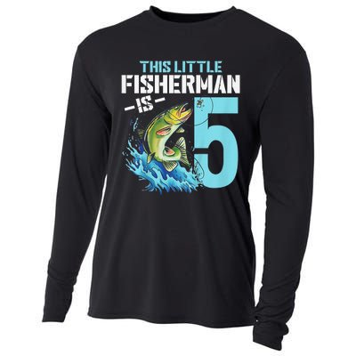 Fishing Birthday 5 Year Old Fisher 5th Bday Cooling Performance Long Sleeve Crew