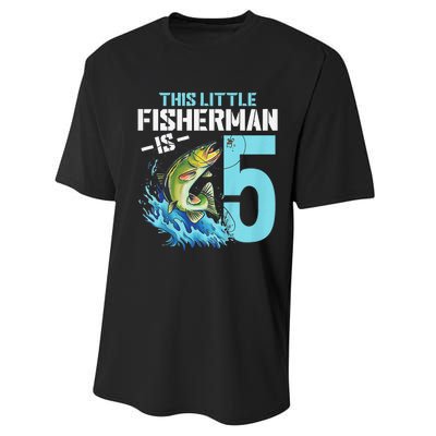 Fishing Birthday 5 Year Old Fisher 5th Bday Performance Sprint T-Shirt