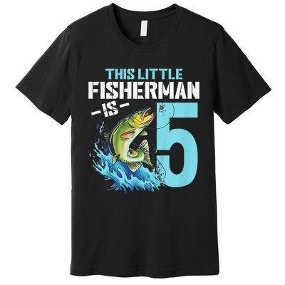 Fishing Birthday 5 Year Old Fisher 5th Bday Premium T-Shirt