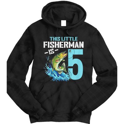 Fishing Birthday 5 Year Old Fisher 5th Bday Tie Dye Hoodie