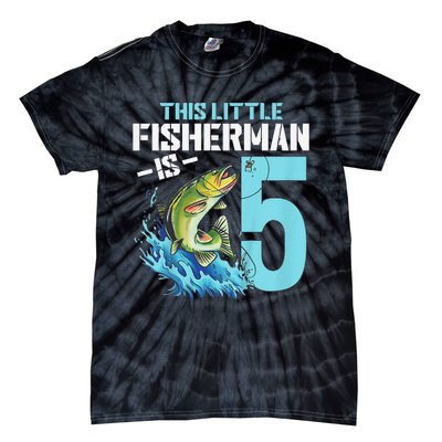 Fishing Birthday 5 Year Old Fisher 5th Bday Tie-Dye T-Shirt