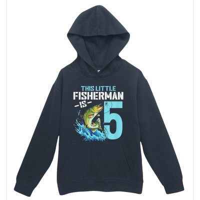 Fishing Birthday 5 Year Old Fisher 5th Bday Urban Pullover Hoodie