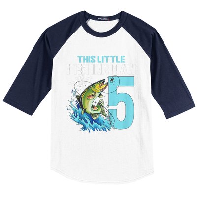 Fishing Birthday 5 Year Old Fisher 5th Bday Baseball Sleeve Shirt