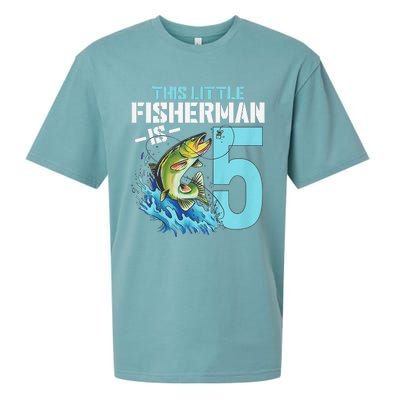 Fishing Birthday 5 Year Old Fisher 5th Bday Sueded Cloud Jersey T-Shirt