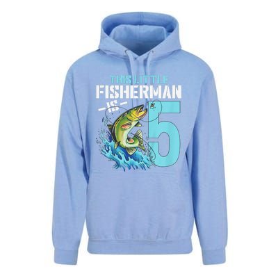 Fishing Birthday 5 Year Old Fisher 5th Bday Unisex Surf Hoodie