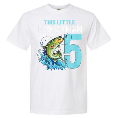 Fishing Birthday 5 Year Old Fisher 5th Bday Garment-Dyed Heavyweight T-Shirt