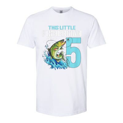 Fishing Birthday 5 Year Old Fisher 5th Bday Softstyle CVC T-Shirt