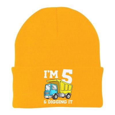 Funny Birthday 5 Five Construction Truck Party 5th Birthday (3) Knit Cap Winter Beanie