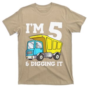 Funny Birthday 5 Five Construction Truck Party 5th Birthday (3) T-Shirt