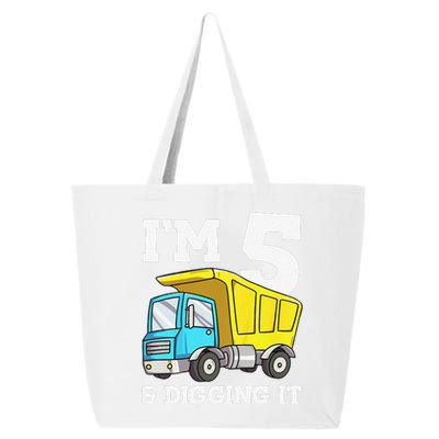 Funny Birthday 5 Five Construction Truck Party 5th Birthday (3) 25L Jumbo Tote