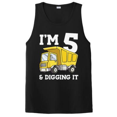 Funny Birthday 5 Five Construction Truck Party 5th Birthday Gift PosiCharge Competitor Tank