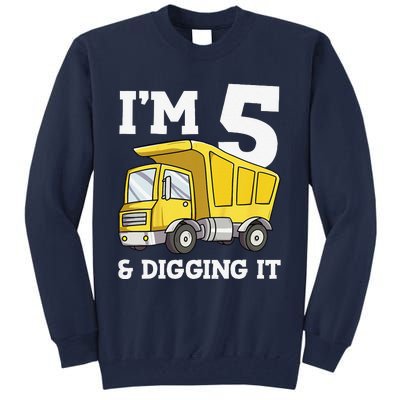 Funny Birthday 5 Five Construction Truck Party 5th Birthday Gift Tall Sweatshirt