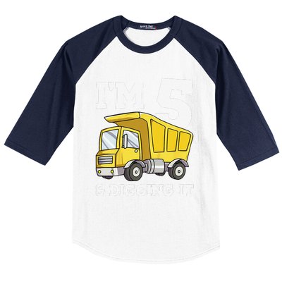 Funny Birthday 5 Five Construction Truck Party 5th Birthday Gift Baseball Sleeve Shirt