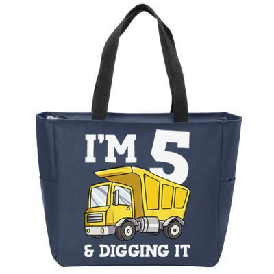 Funny Birthday 5 Five Construction Truck Party 5th Birthday Gift Zip Tote Bag