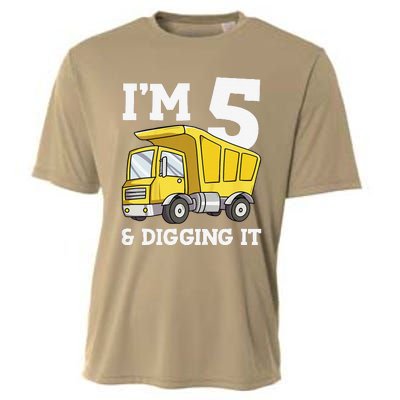 Funny Birthday 5 Five Construction Truck Party 5th Birthday Gift Cooling Performance Crew T-Shirt