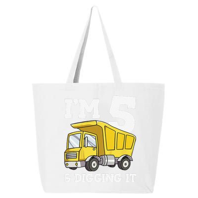 Funny Birthday 5 Five Construction Truck Party 5th Birthday Gift 25L Jumbo Tote