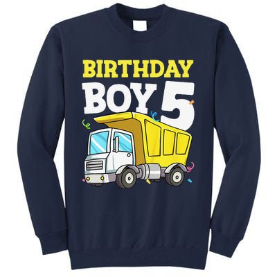 Funny Birthday 5 Five Construction Truck Party 5th Birthday Tall Sweatshirt