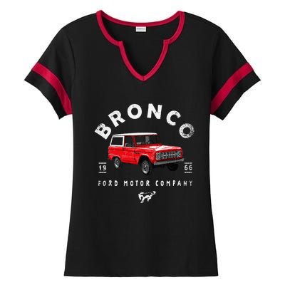 F.O.R.D B.R.O.N.C.O 66 Illustrated Ladies Halftime Notch Neck Tee