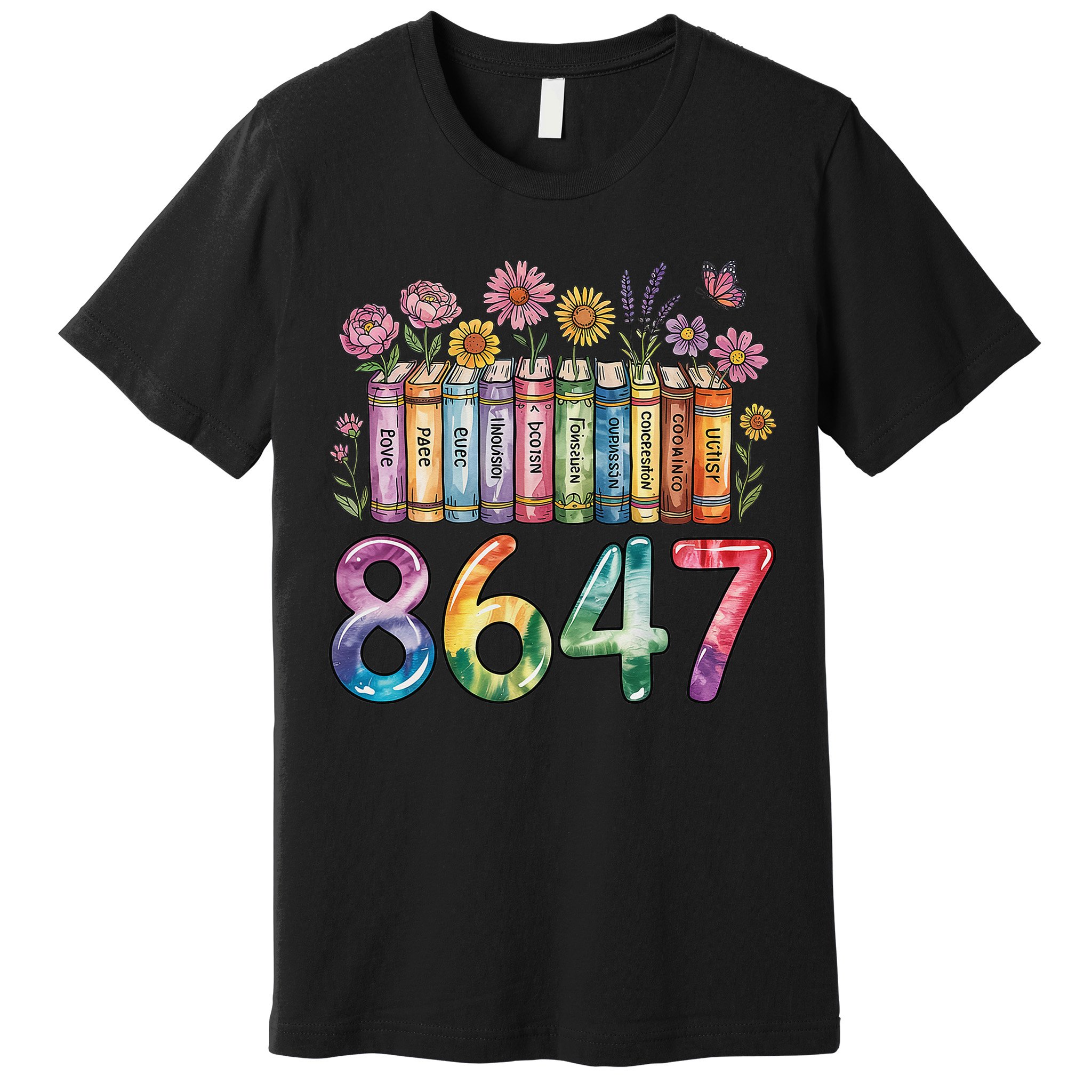 Floral Bookshelf 8647 Inclusion And Love Teacher Premium T-Shirt