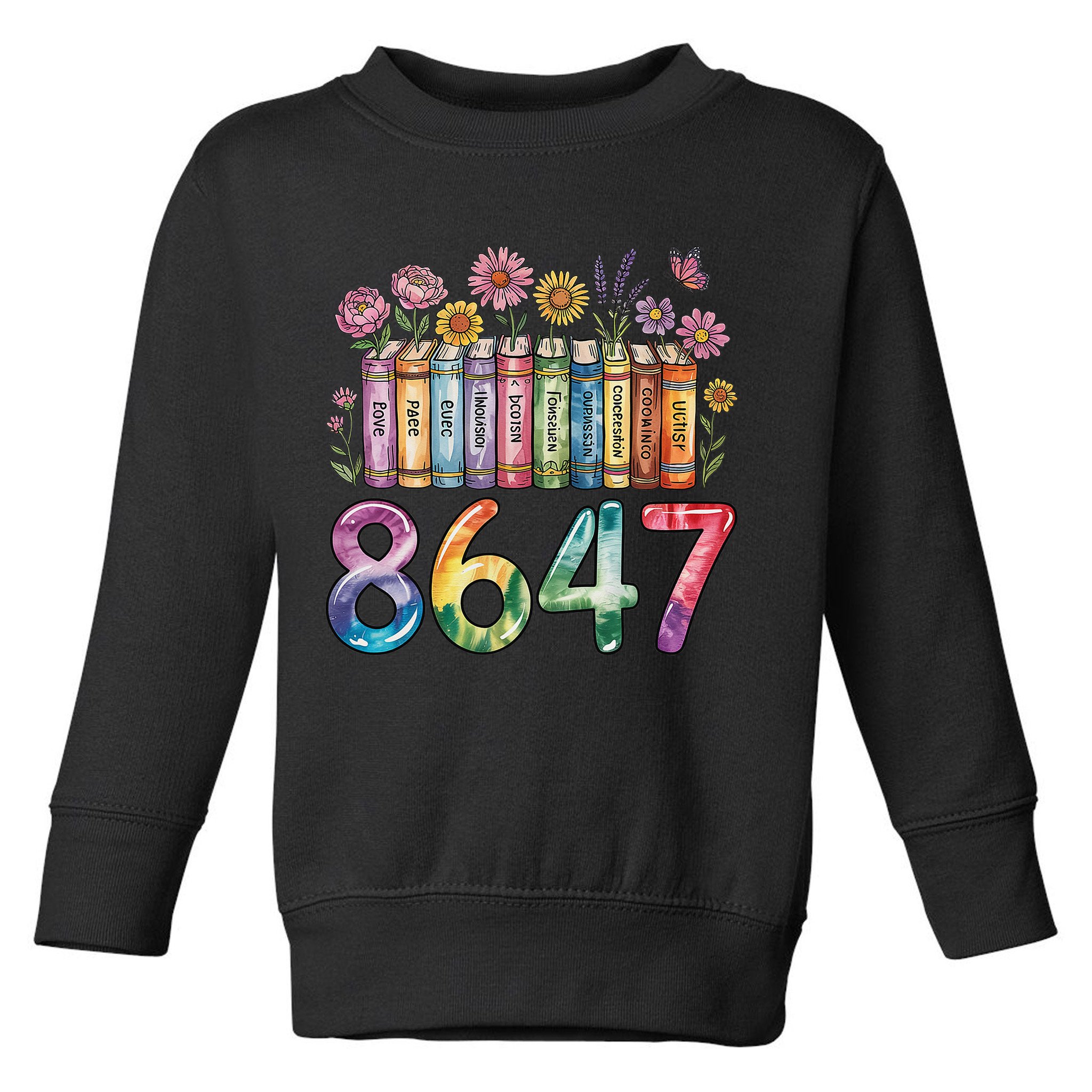 Floral Bookshelf 8647 Inclusion And Love Teacher Toddler Sweatshirt