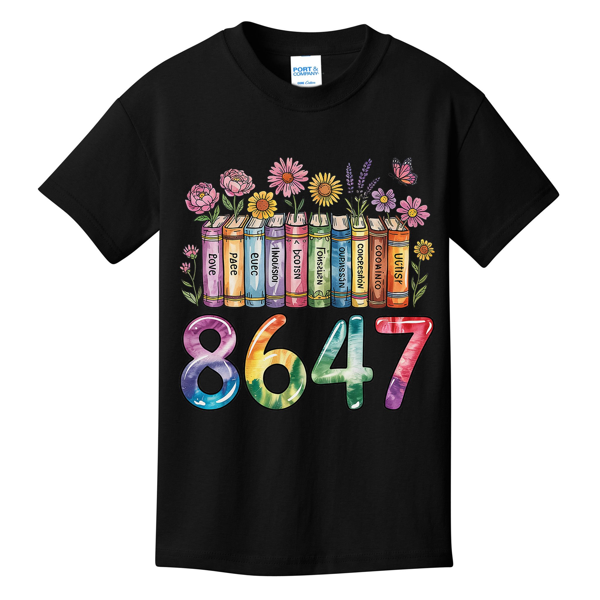 Floral Bookshelf 8647 Inclusion And Love Teacher Kids T-Shirt