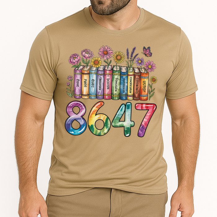 Floral Bookshelf 8647 Inclusion And Love Teacher Cooling Performance Crew T-Shirt